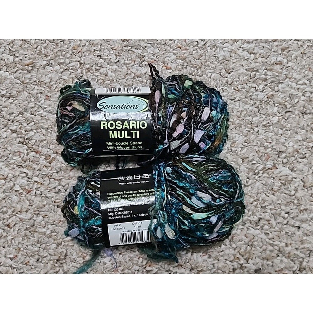 Sensations Rosario Multi Mini Boucle Strand With Woven Slubs #1315 Turquoise